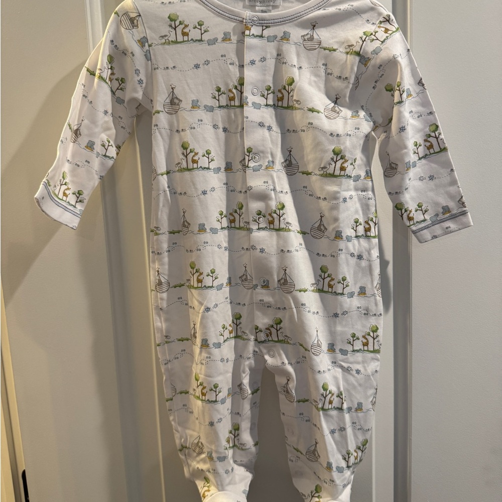 Kissy Kissy White and Green Patterned Footie